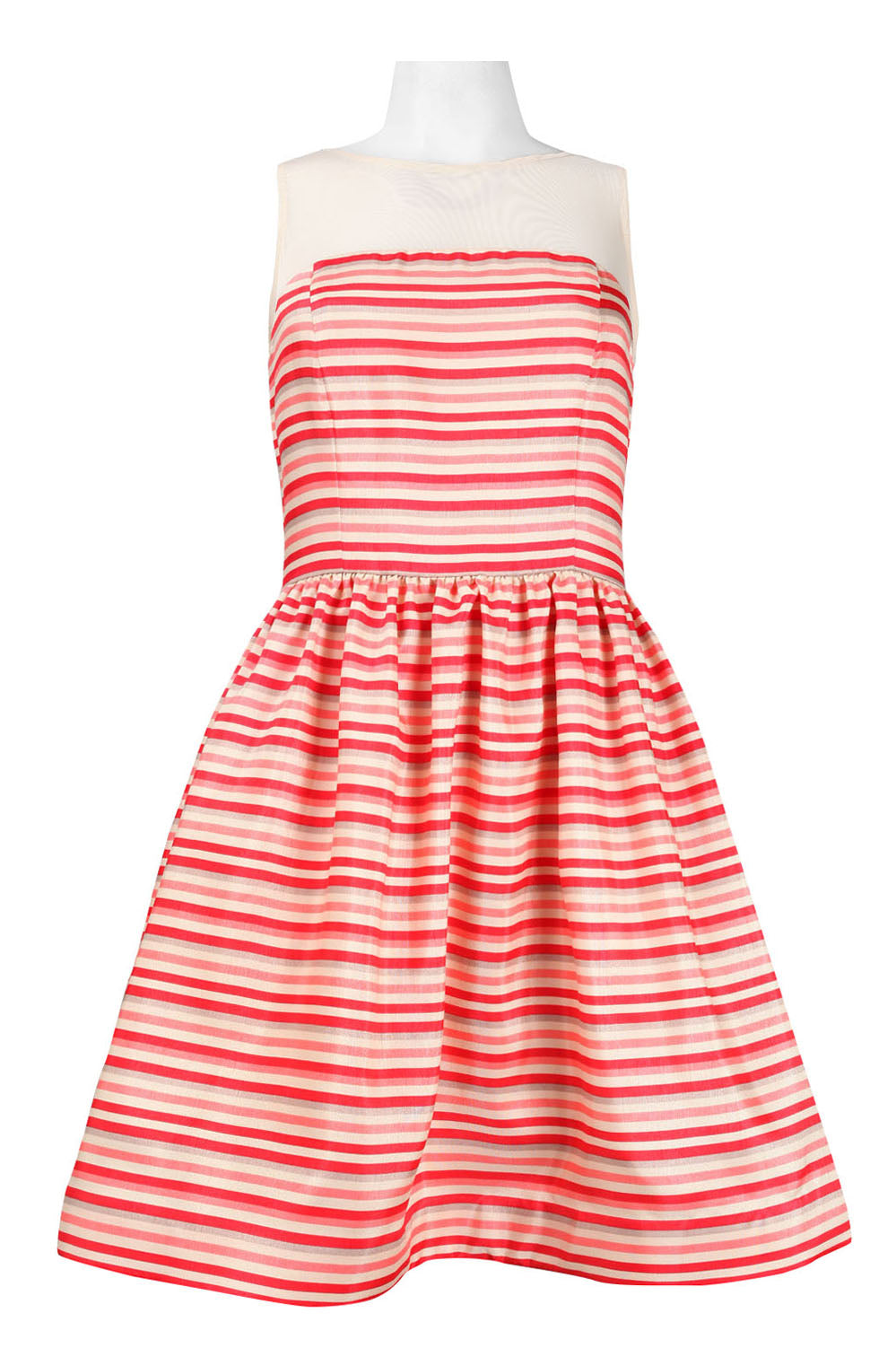 Taylor Illusion Stripe A-Line Party Dress