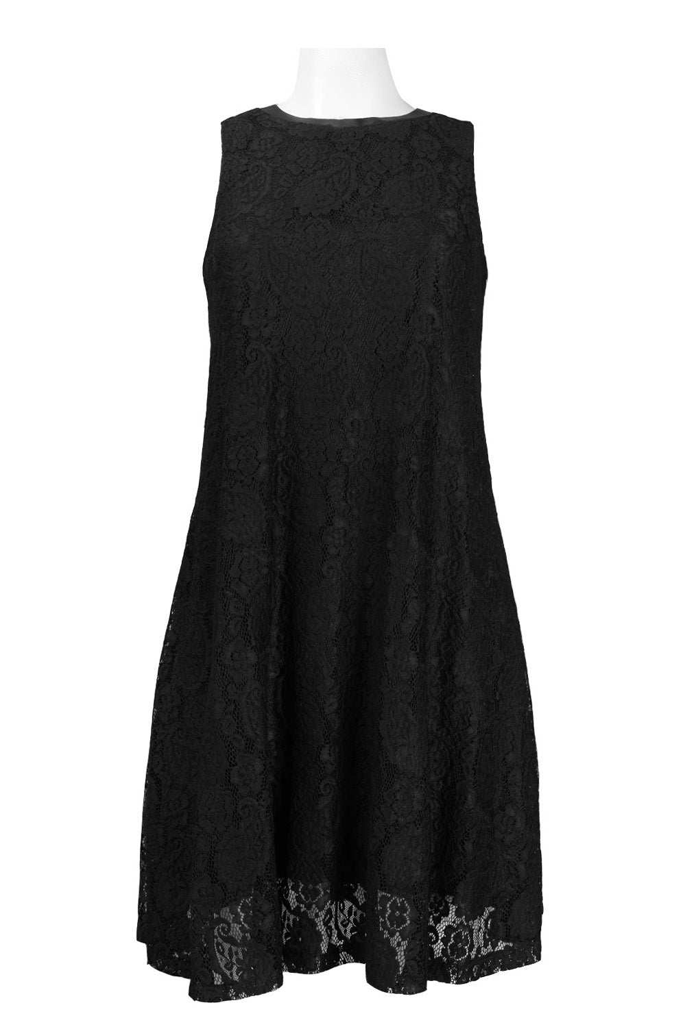 Taylor Black Sleeveless Lace Shift Dress