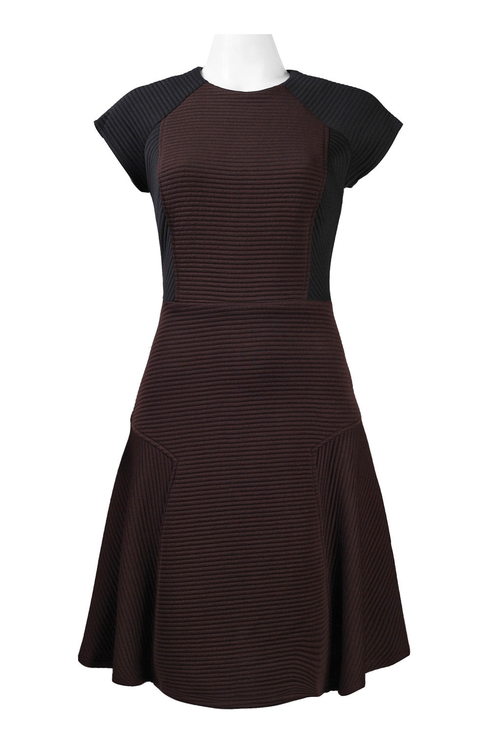 Taylor Coffee Black Color Block A-Line Dress