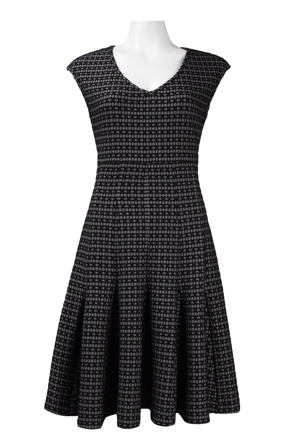 Taylor Black Graphite Cap Sleeve A-Line Dress