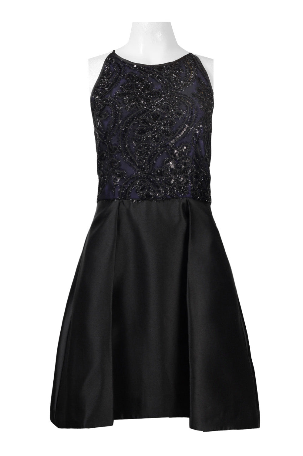 Taylor Indigo Black Hi-Lo  A-Line Party Dress