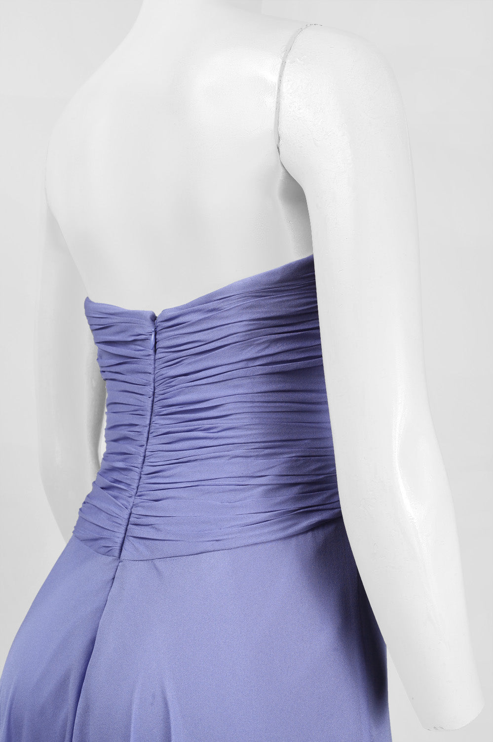Theia Straight Across Embellished Front Ruched Crossed Zipper Back Silk Dress