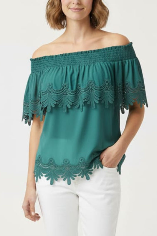 Vivid Smocking Off The Shoulder Top