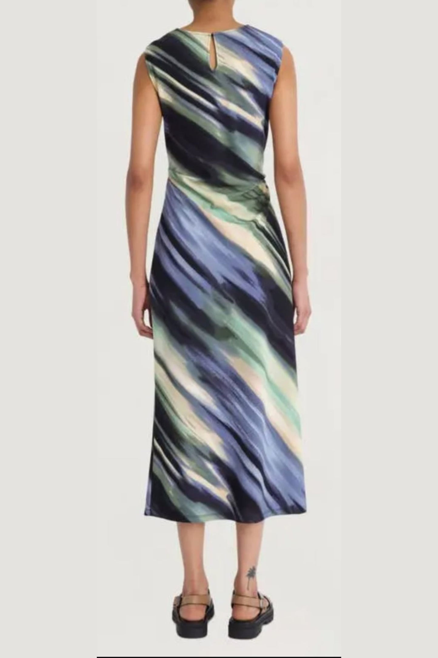 LUXELY Multi Color Sleeveless Midi Dress