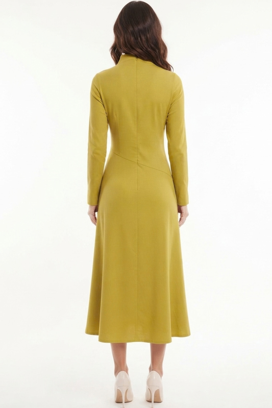 LUXELY Long Sleeve Mock Neck Midi Dress