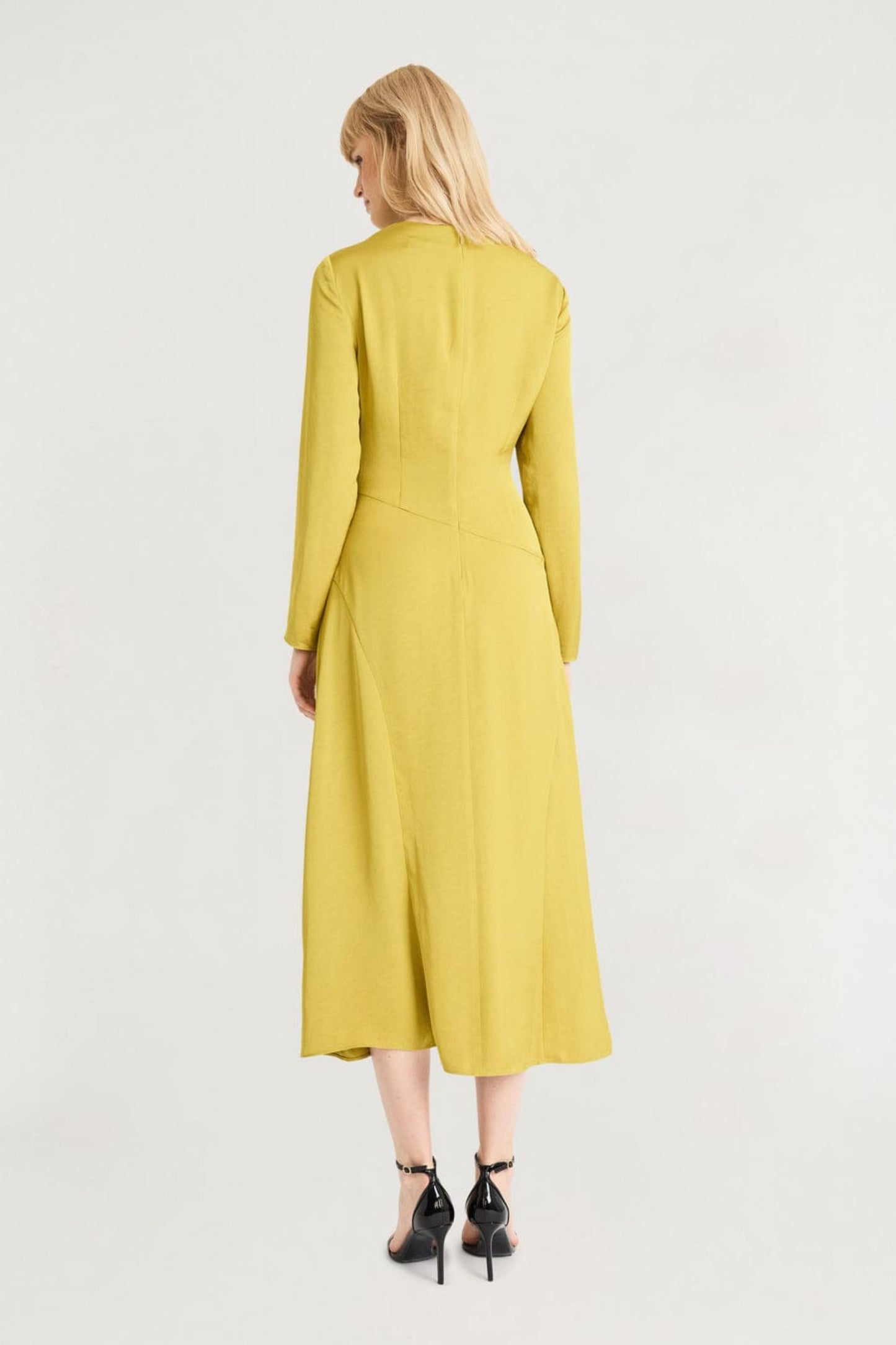 LUXELY Long Sleeve Mock Neck Midi Dress