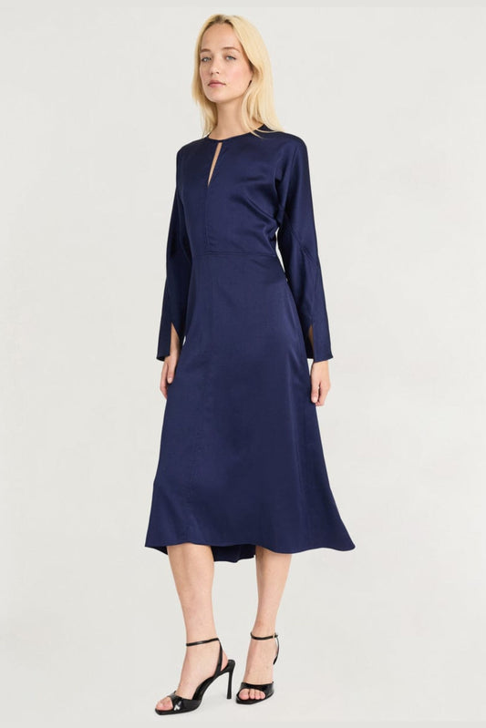 LUXELY Long Batwing Sleeve Hi-Lo Midi Dress