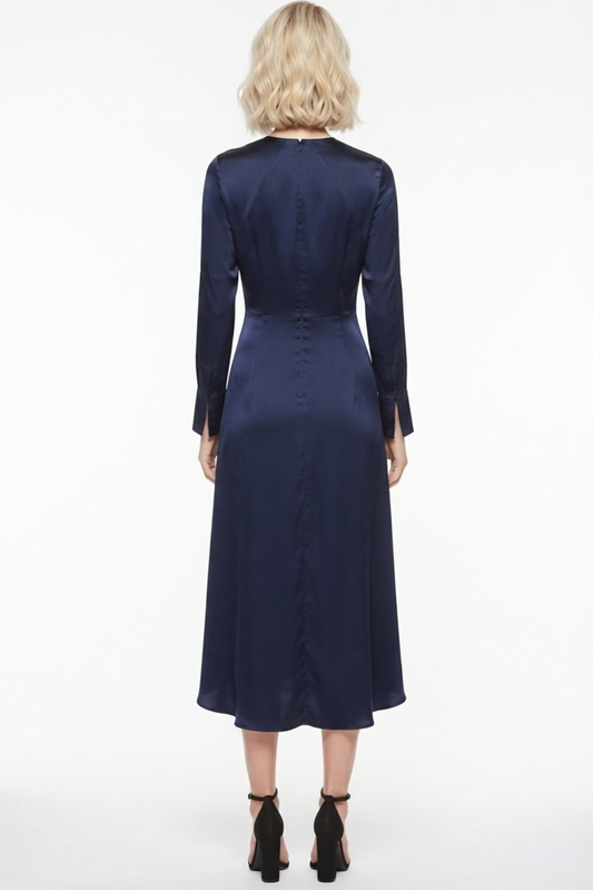 LUXELY Long Batwing Sleeve Hi-Lo Midi Dress