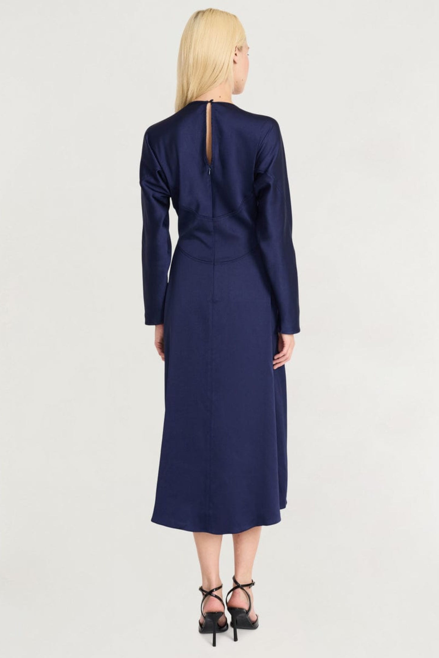 LUXELY Long Batwing Sleeve Hi-Lo Midi Dress