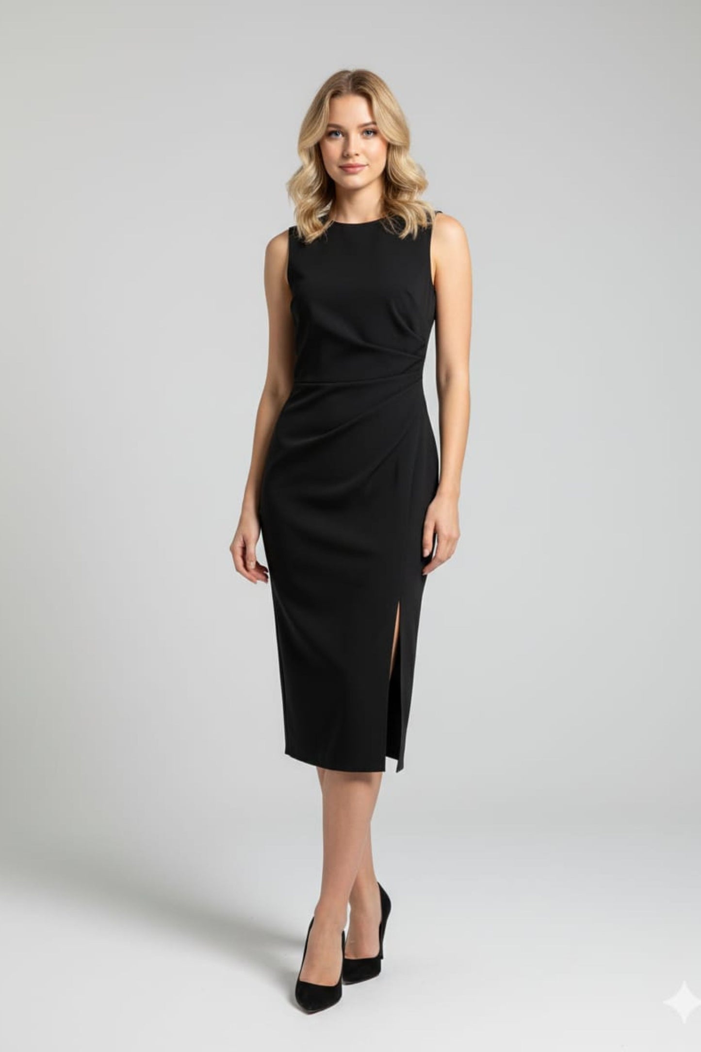 LUXELY Sleeveless Sheath Midi Dress