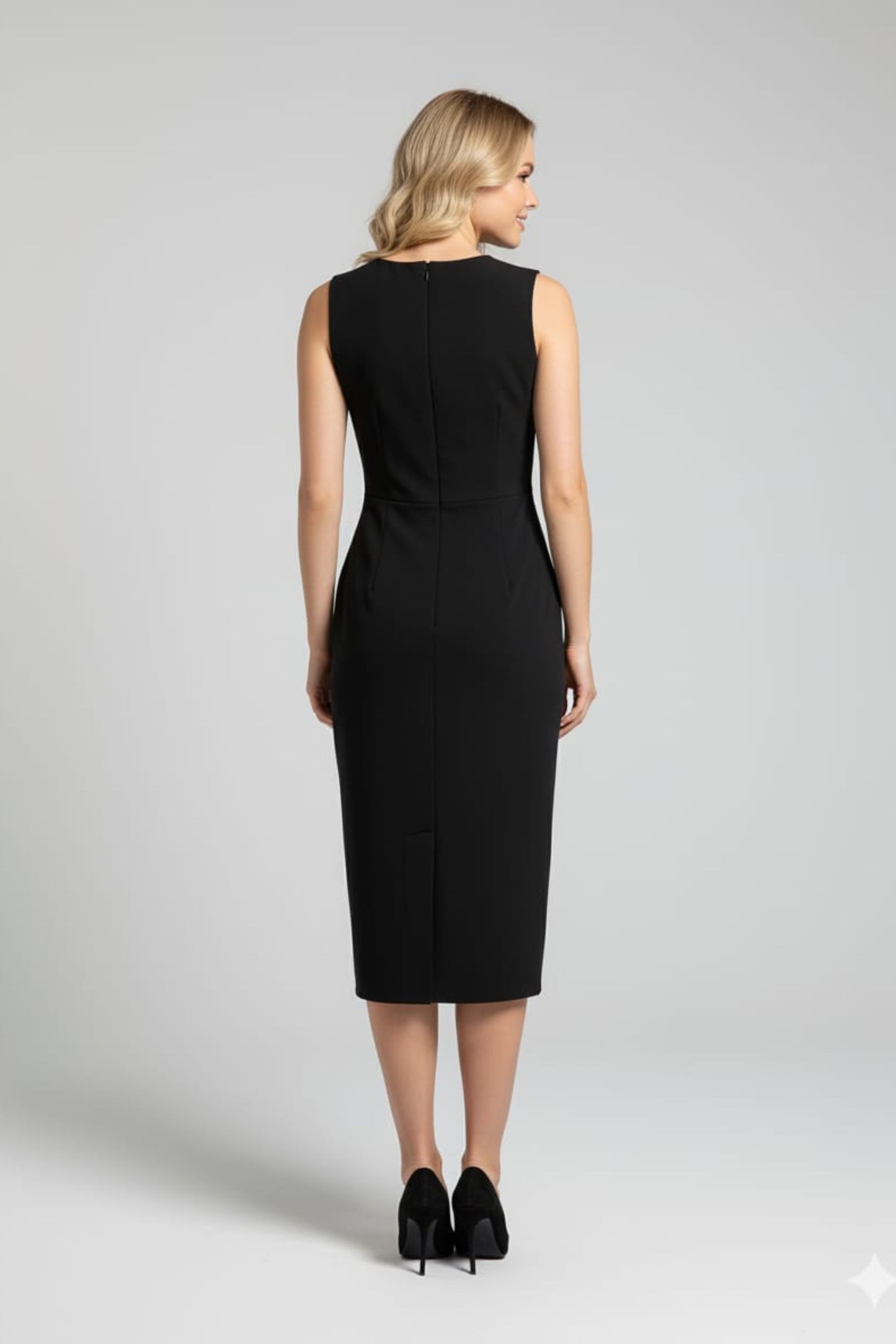 LUXELY Sleeveless Sheath Midi Dress