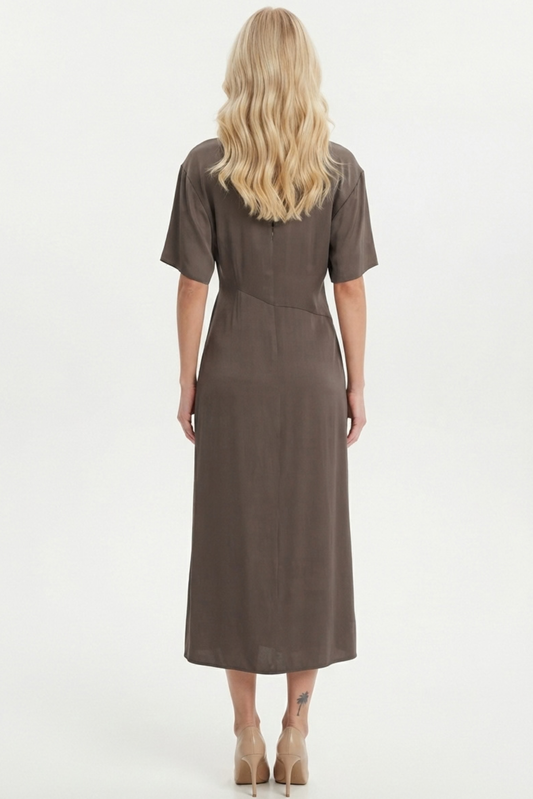 LUXELY Short Sleeve Tie Knot Maxi Dress