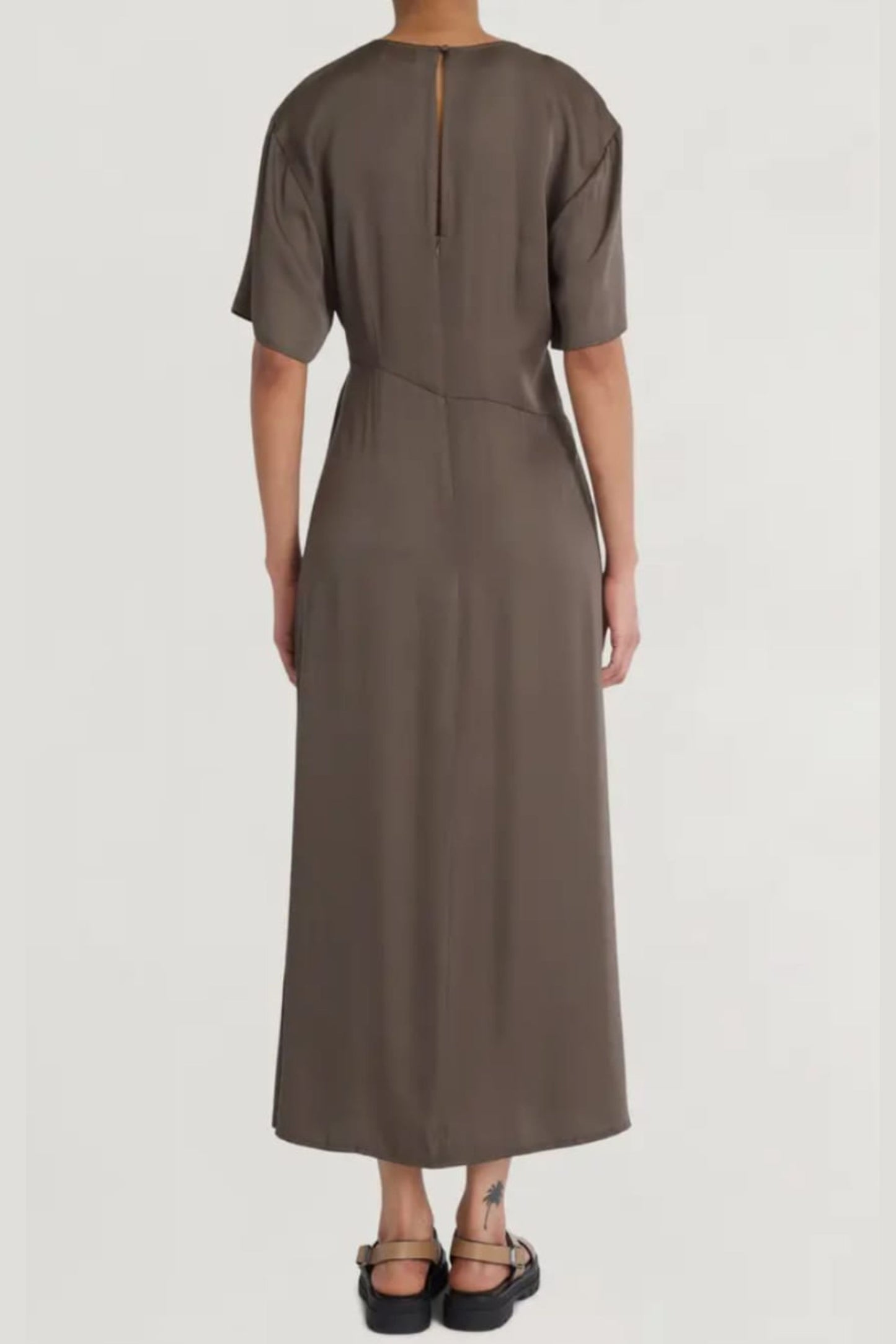 LUXELY Short Sleeve Tie Knot Maxi Dress