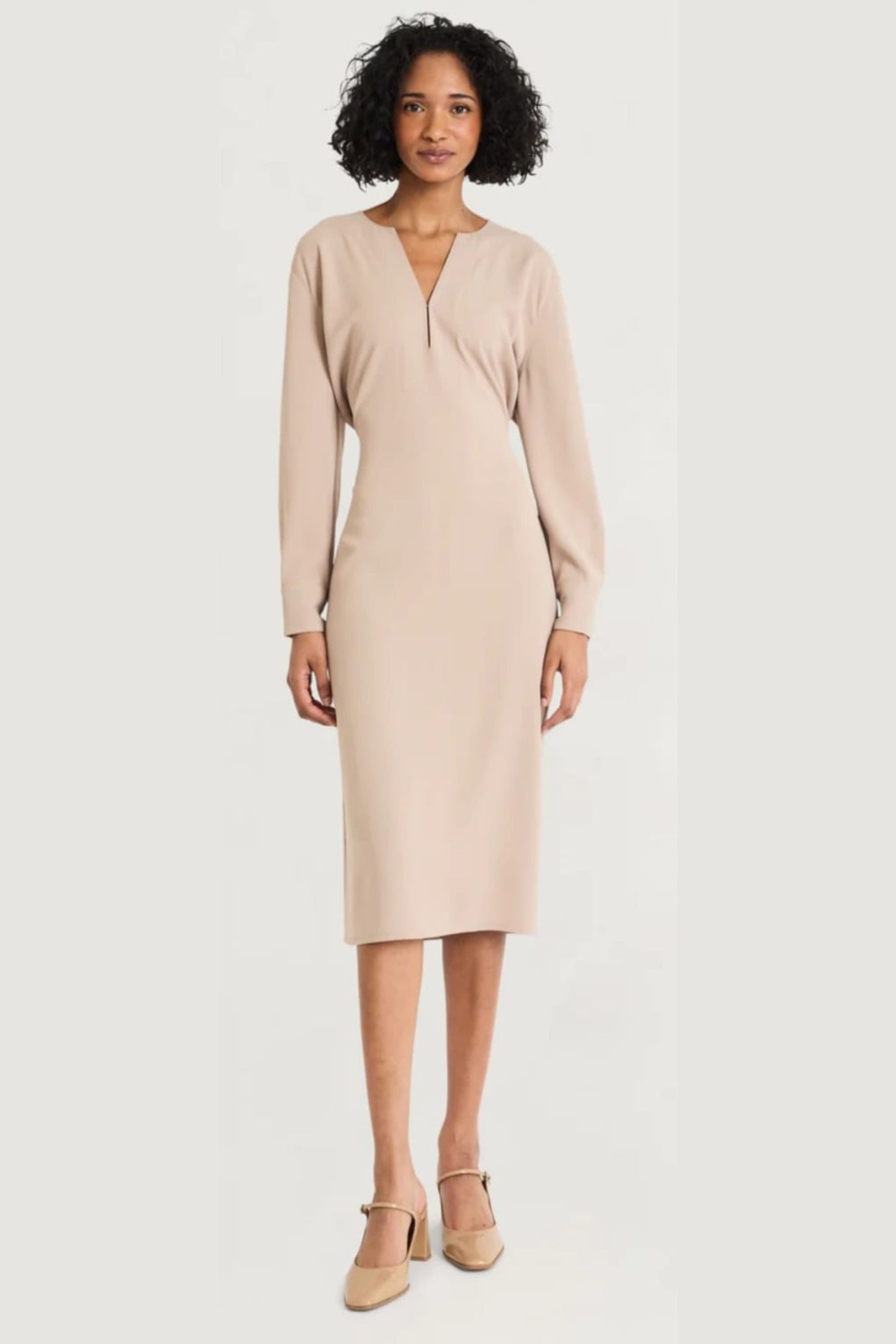 LUXELY Classic Long Sleeve Midi Dress