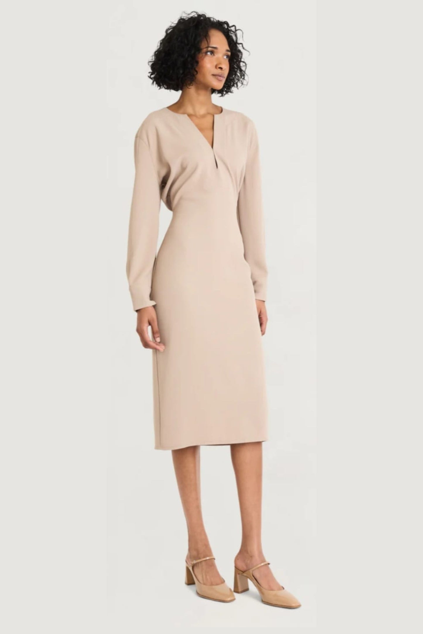 LUXELY Classic Long Sleeve Midi Dress
