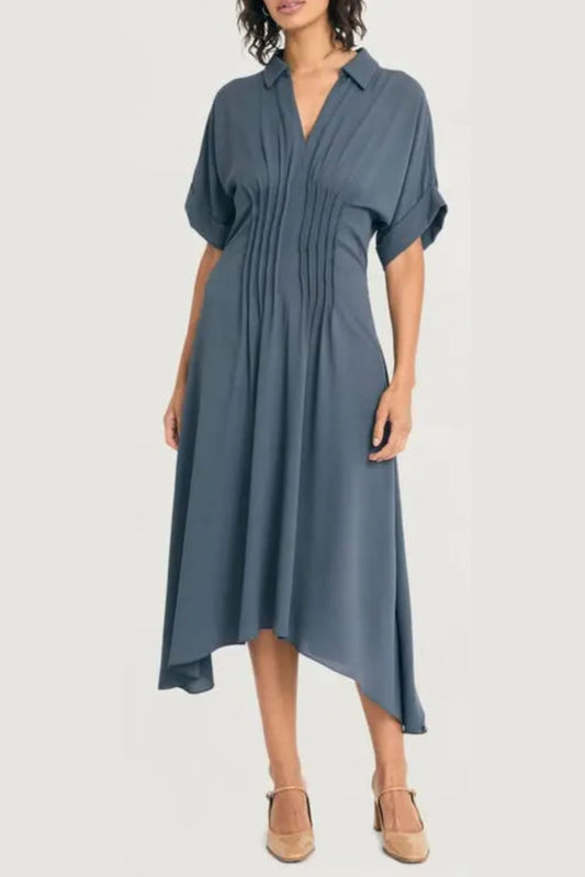 LUXELY Short Batwing Handkerchief Midi Dress