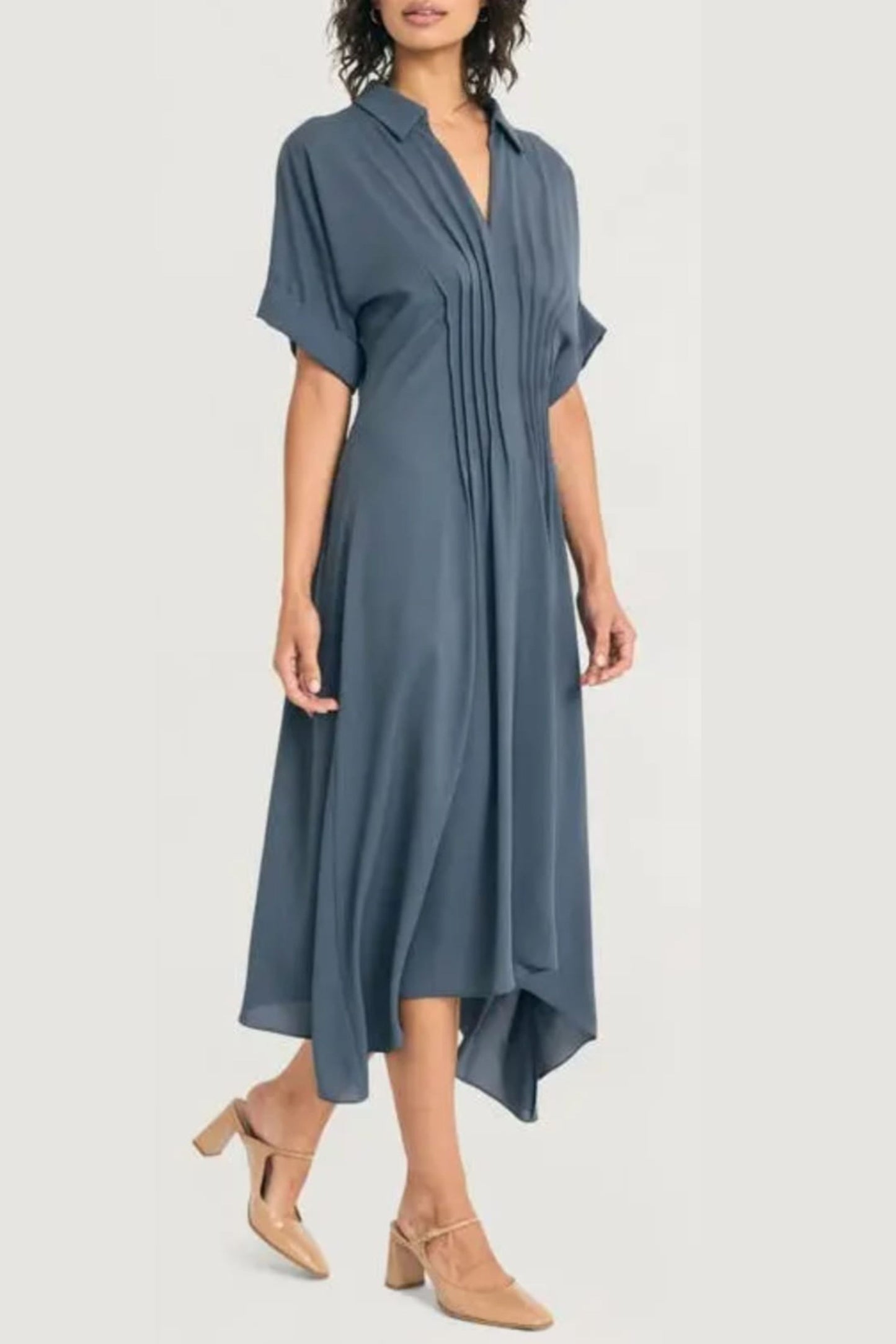 LUXELY Short Batwing Handkerchief Midi Dress