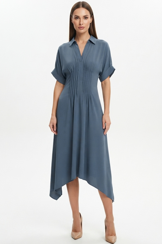 LUXELY Short Batwing Handkerchief Midi Dress