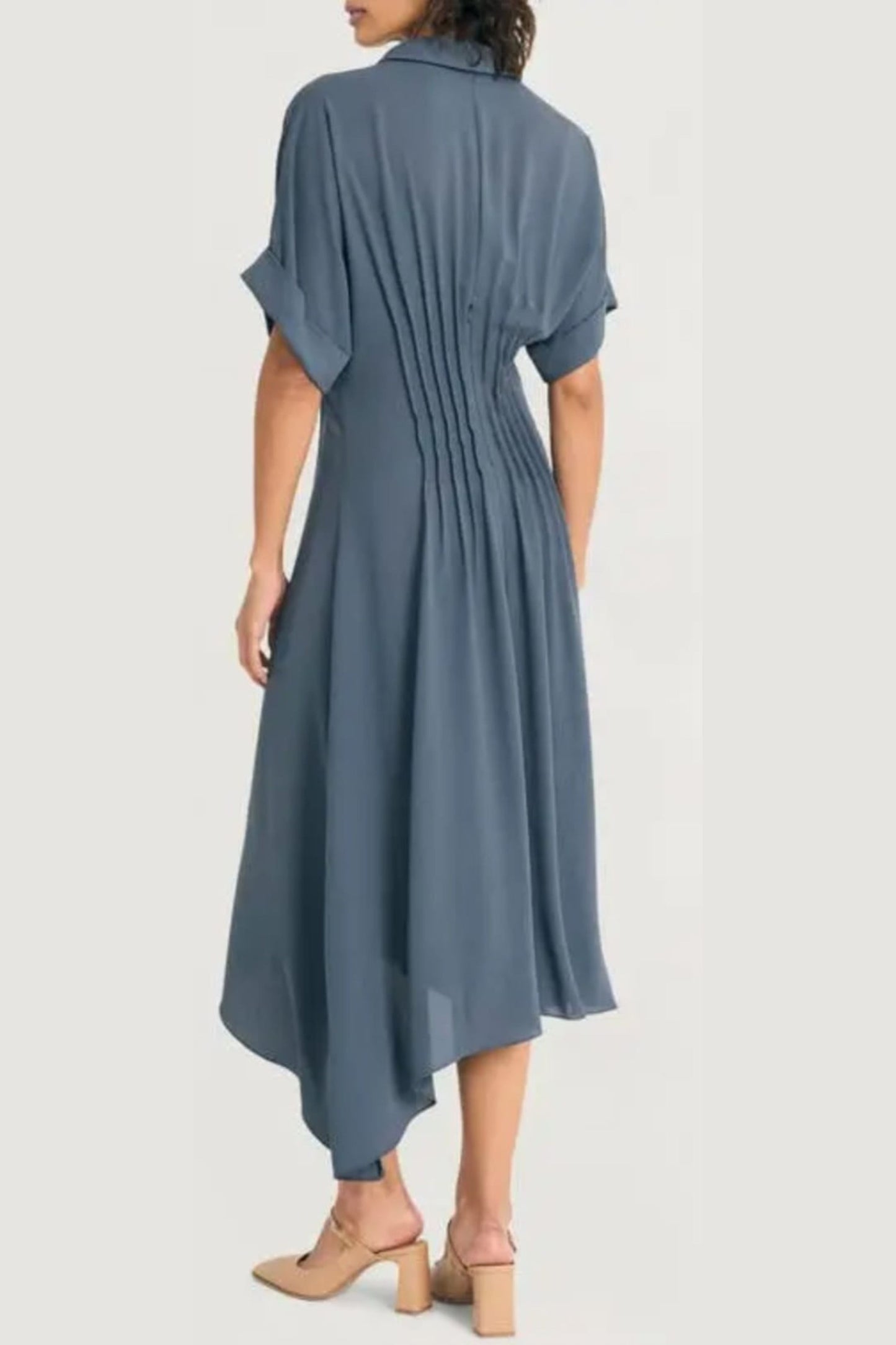 LUXELY Short Batwing Handkerchief Midi Dress