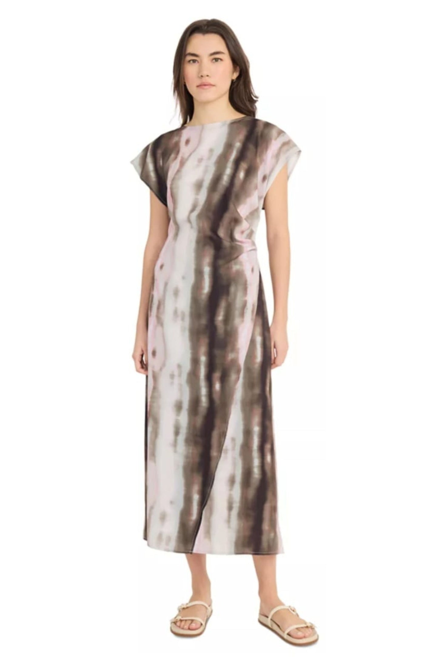 LUXELY Multi Color Cap Batwing Sleeve Maxi Dress