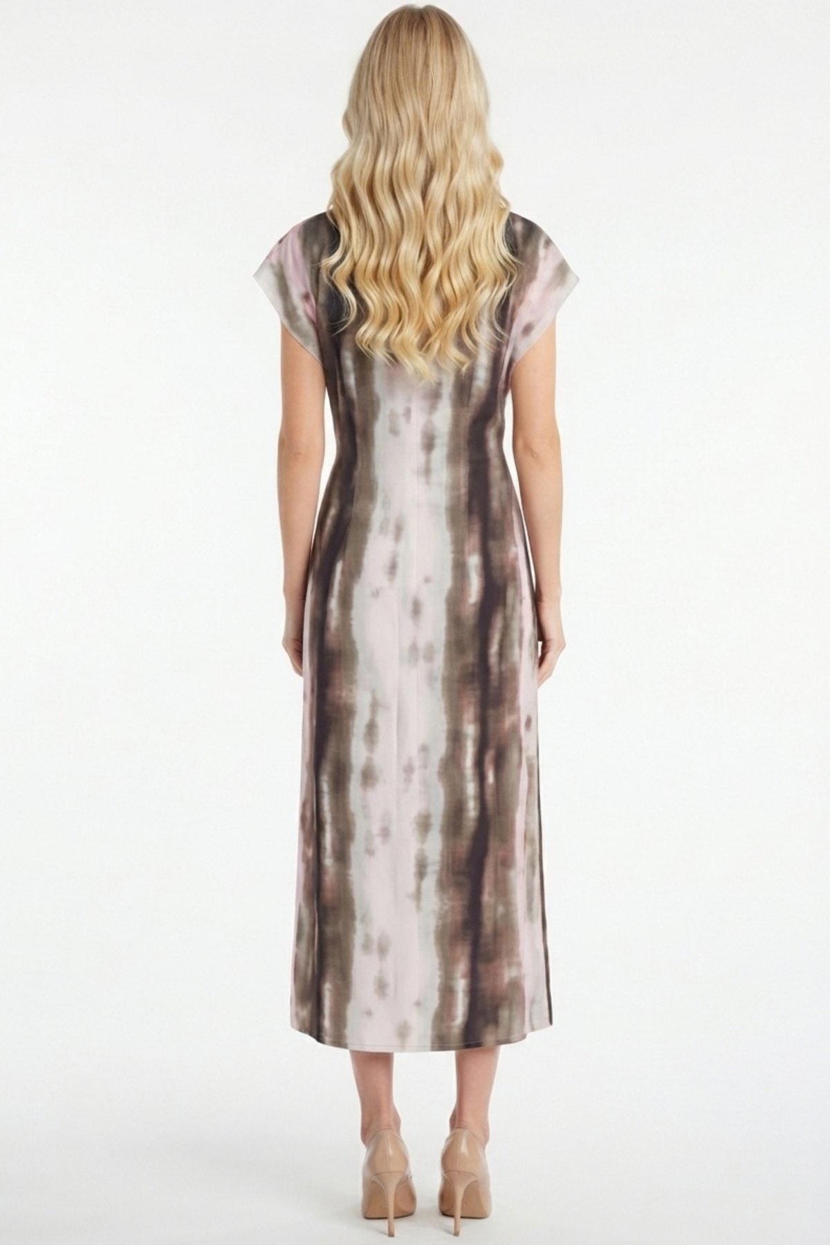 LUXELY Multi Color Cap Batwing Sleeve Maxi Dress