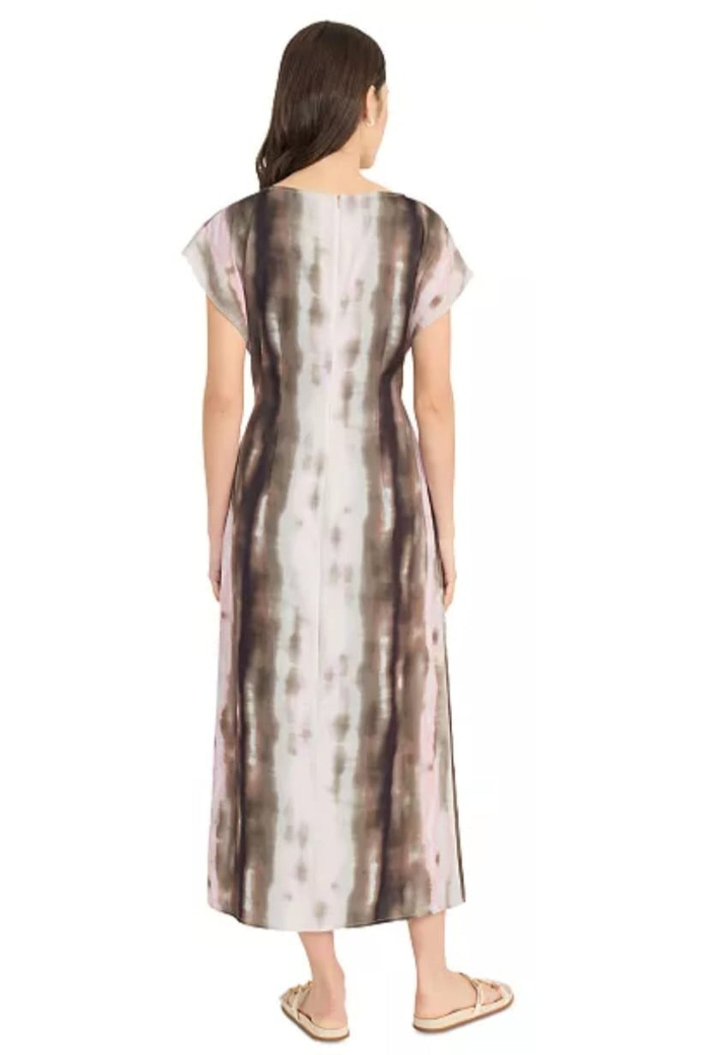 LUXELY Multi Color Cap Batwing Sleeve Maxi Dress