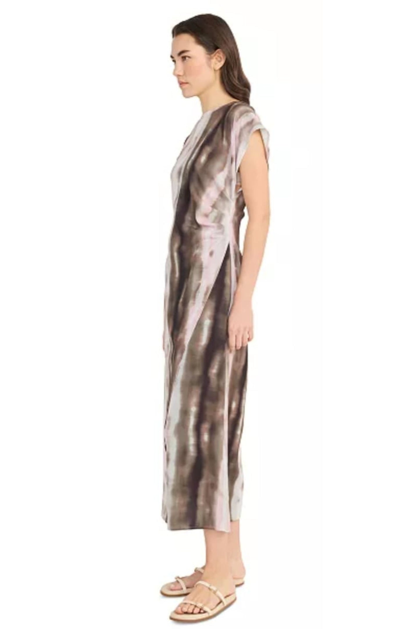 LUXELY Multi Color Cap Batwing Sleeve Maxi Dress