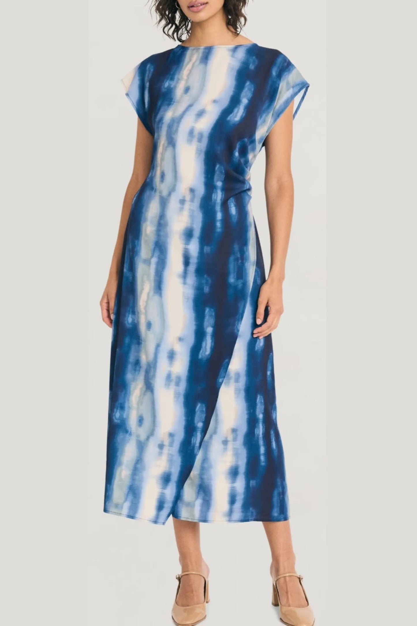 LUXELY Multi Color Cap Batwing Sleeve Maxi Dress