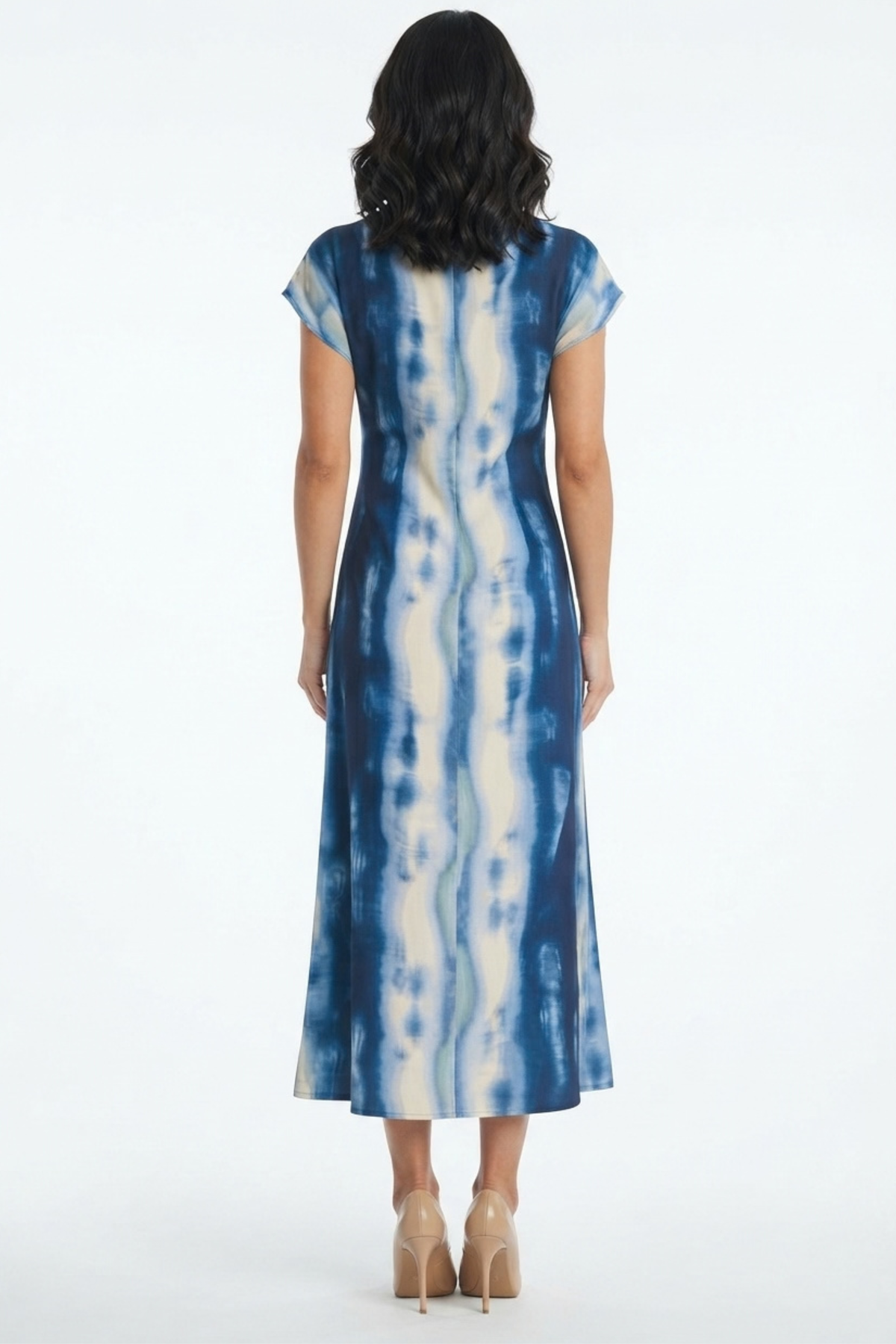LUXELY Multi Color Cap Batwing Sleeve Maxi Dress
