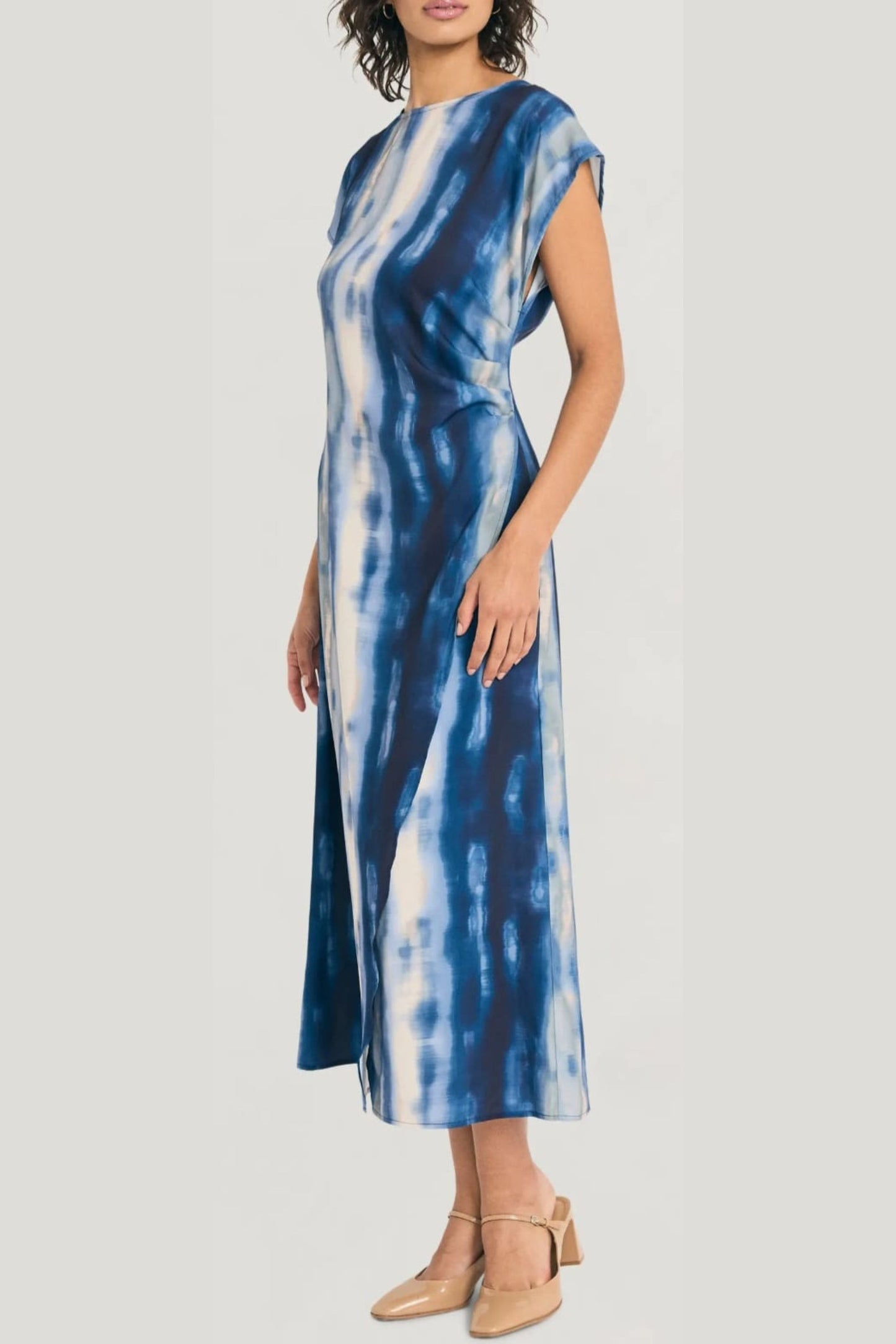 LUXELY Multi Color Cap Batwing Sleeve Maxi Dress