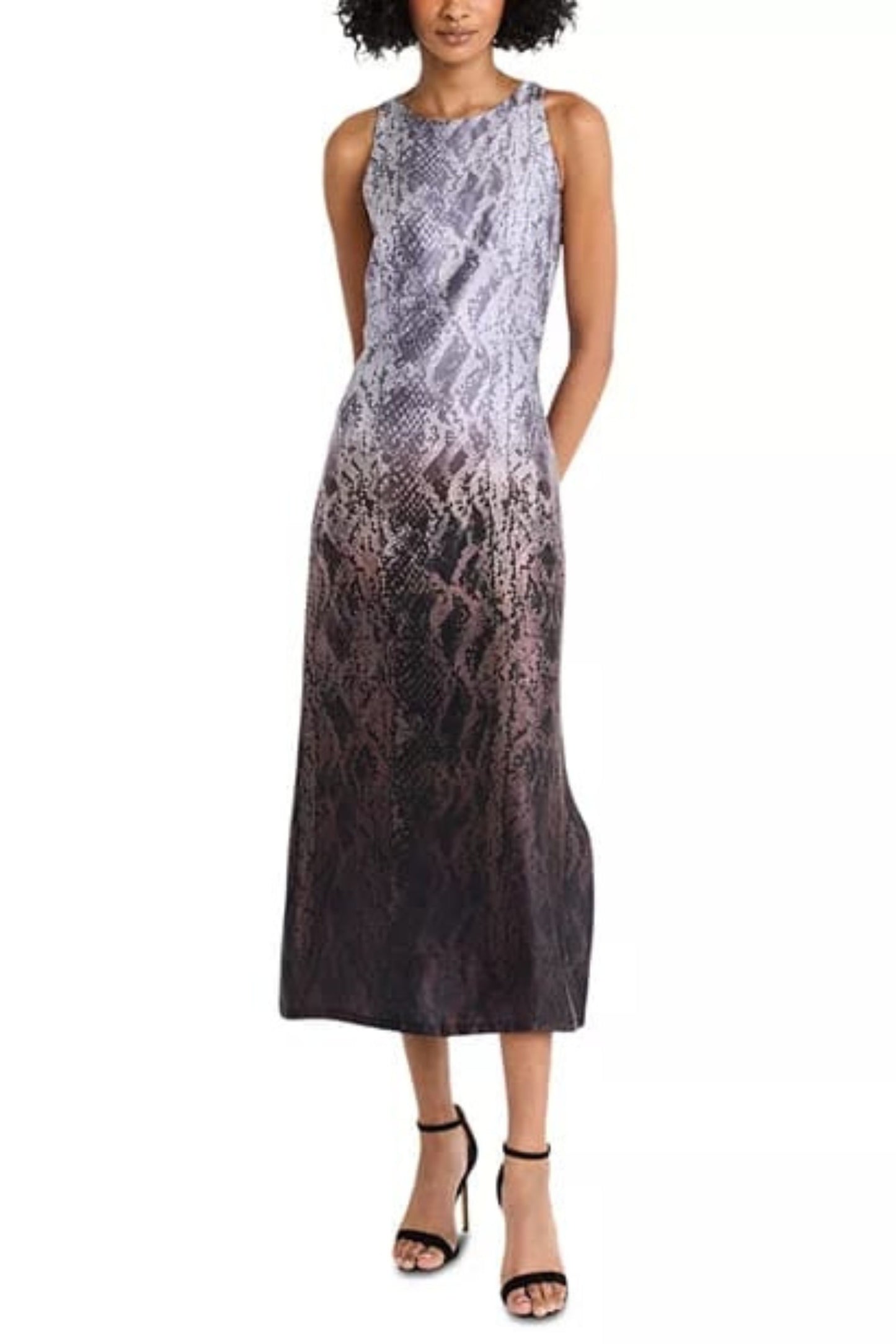 LUXELY Snake Print Sleeveless Maxi Dress