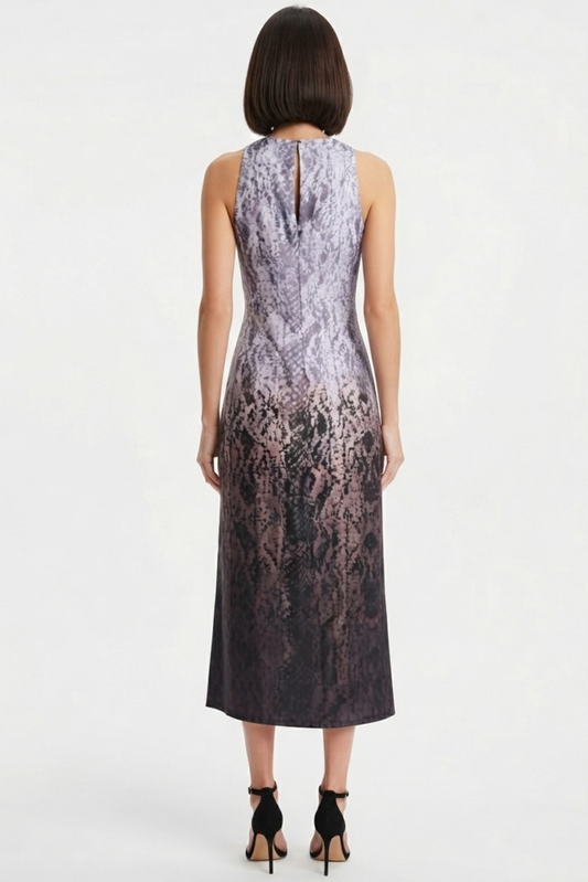 LUXELY Snake Print Sleeveless Maxi Dress