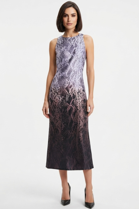 LUXELY Snake Print Sleeveless Maxi Dress