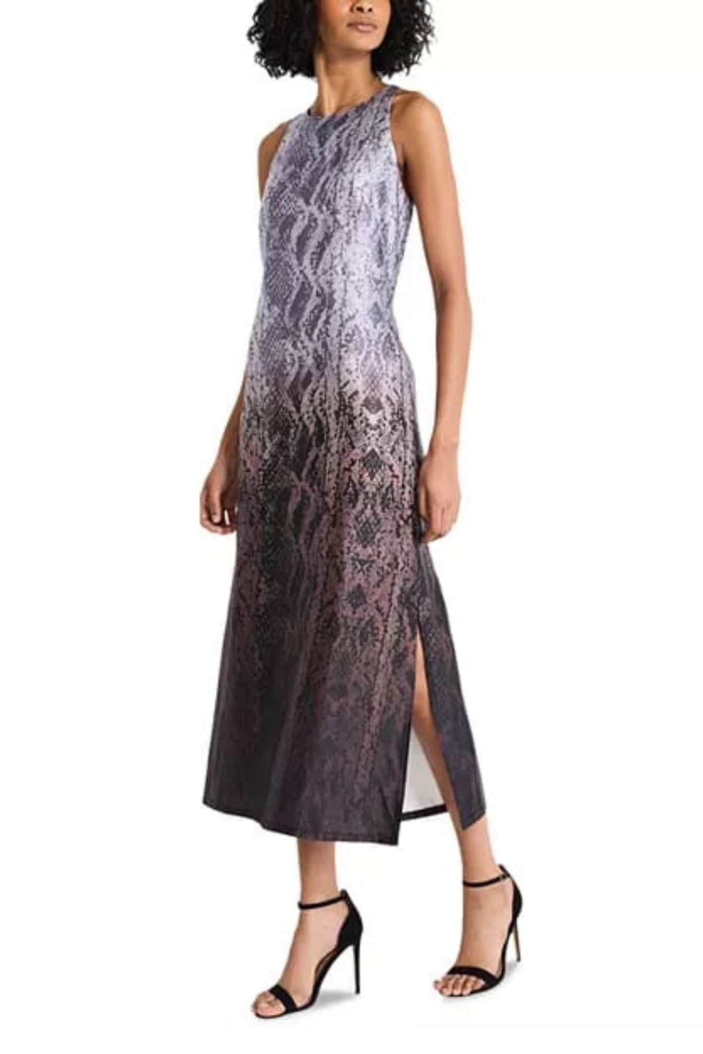 LUXELY Snake Print Sleeveless Maxi Dress