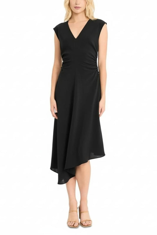 LUXELY Sleeveless Asymmetrical Midi Dress