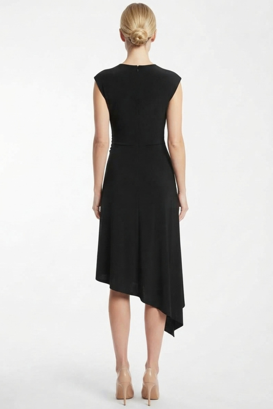 LUXELY Sleeveless Asymmetrical Midi Dress