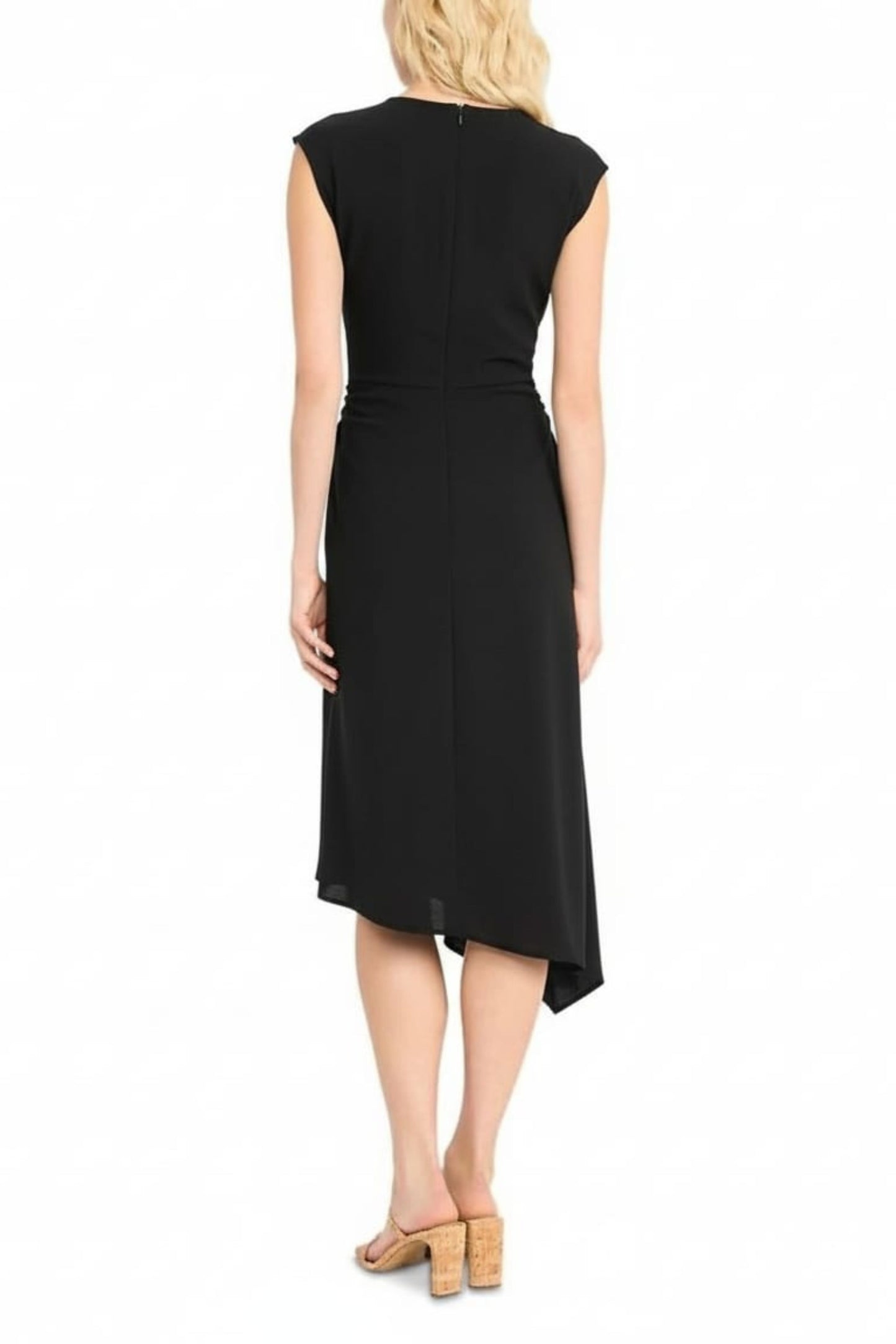 LUXELY Sleeveless Asymmetrical Midi Dress