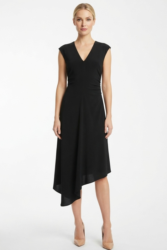 LUXELY Sleeveless Asymmetrical Midi Dress