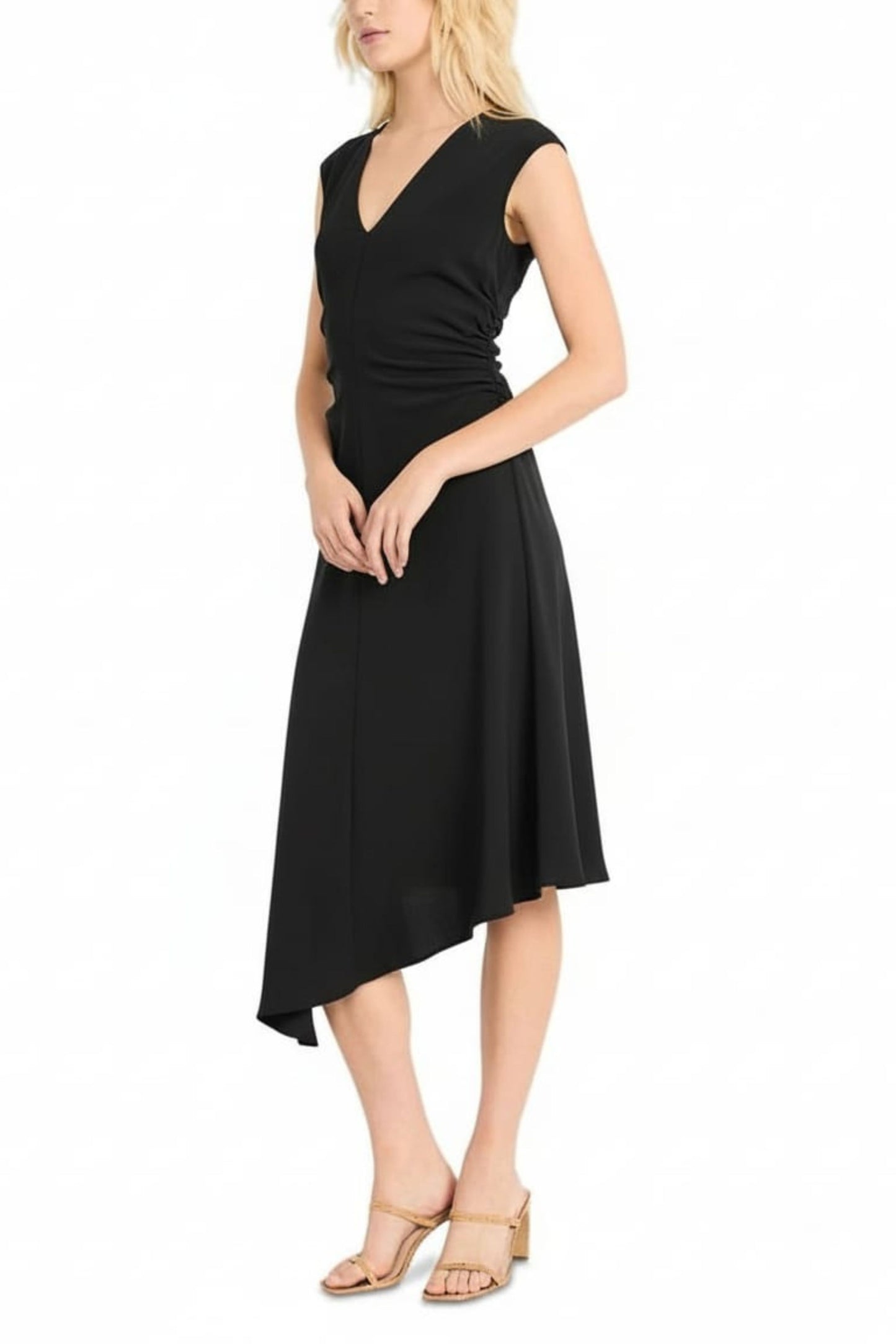 LUXELY Sleeveless Asymmetrical Midi Dress