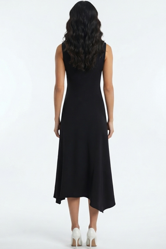 LUXELY Sleeveless Drop Waist Midi Dress