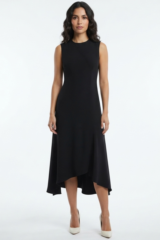LUXELY Sleeveless Drop Waist Midi Dress
