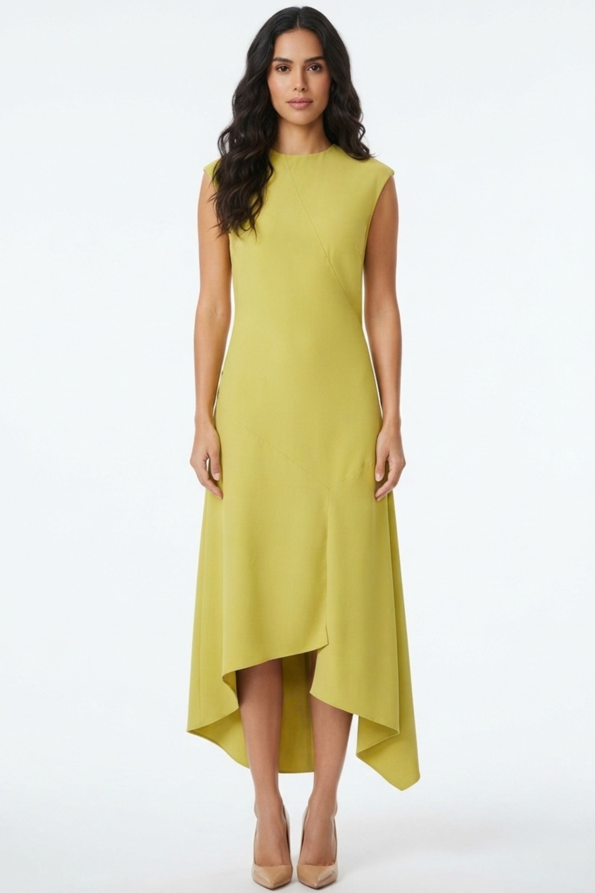 LUXELY Sleeveless Drop Waist Midi Dress