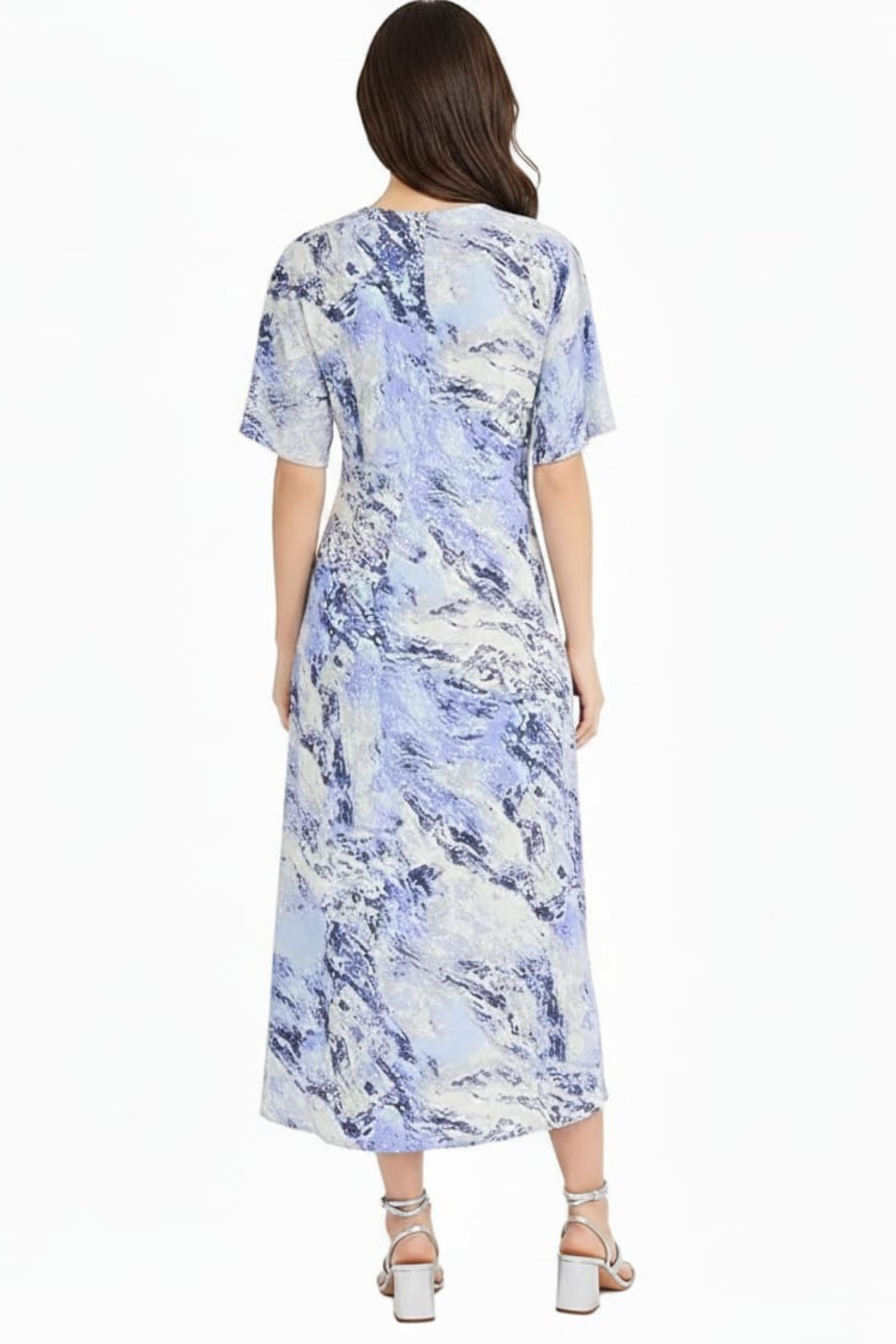 LUXELY Multi Color Short Sleeve Midi Dress