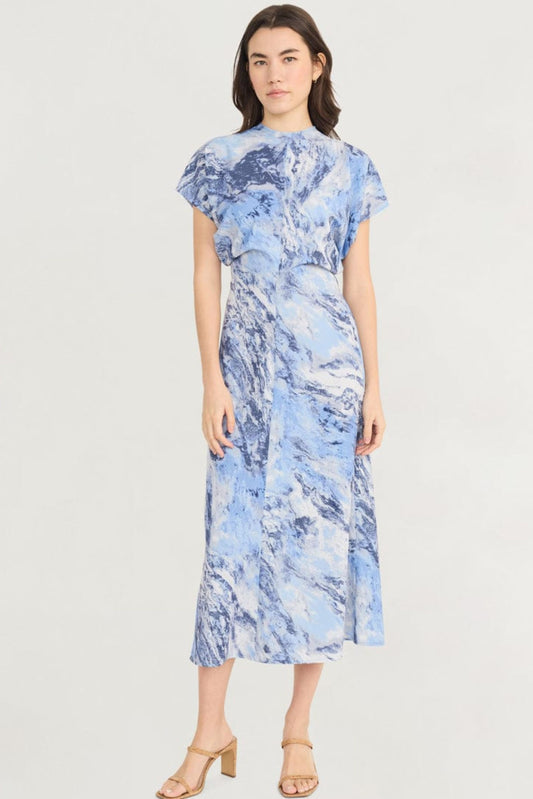 LUXELY Multi Color Short Kimono Sleeve Maxi Dress