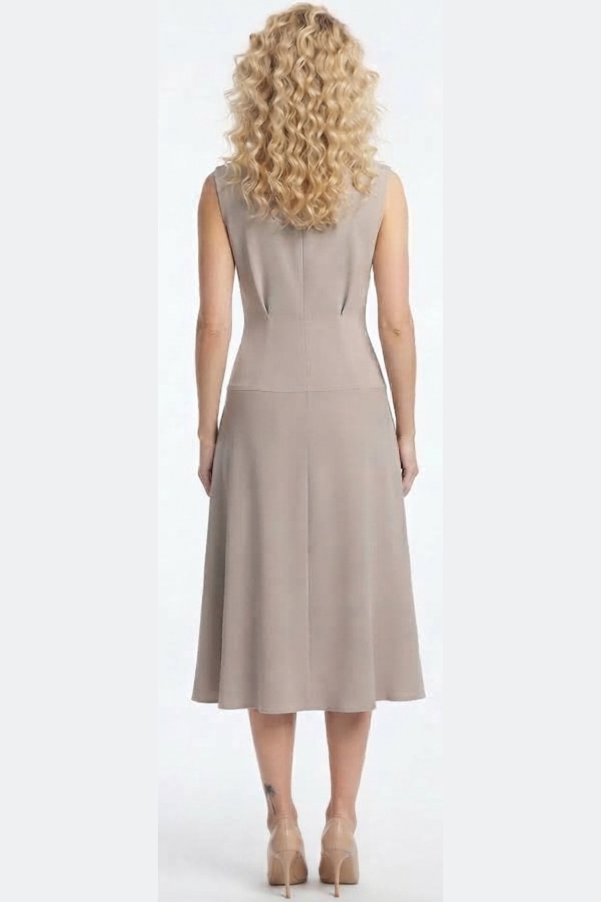 LUXELY Short Sleeve Drop Waist Midi Dress