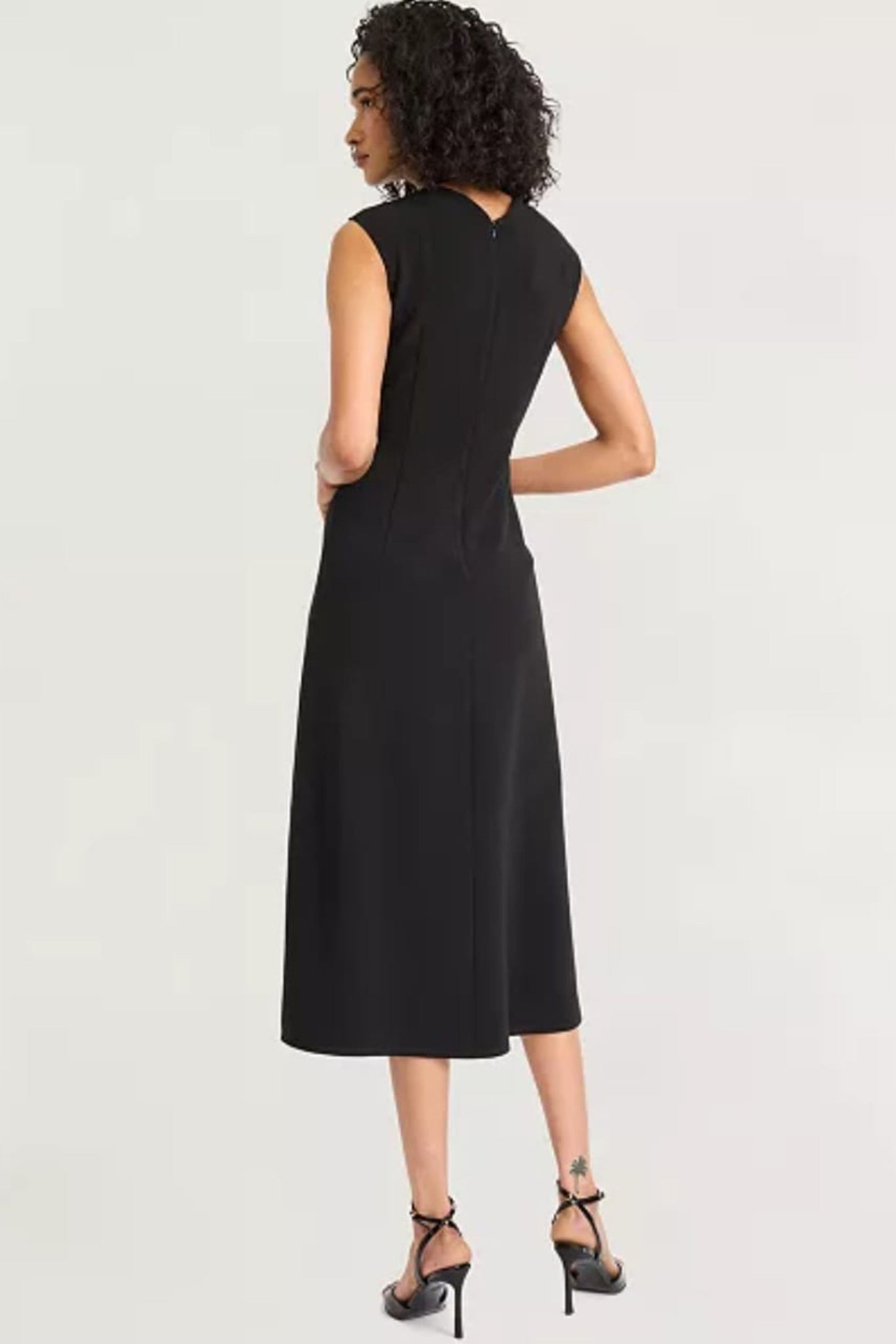 LUXELY Sleeveless V-Neck Sheath Midi Dress