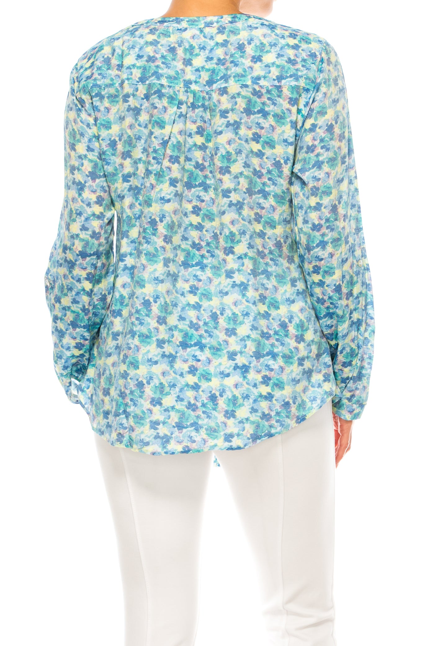 Zac & Rachel Printed 3/4 Sleeve Button Down Top