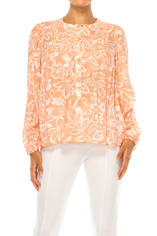 Zac & Rachel Half Button Down Peasant Top