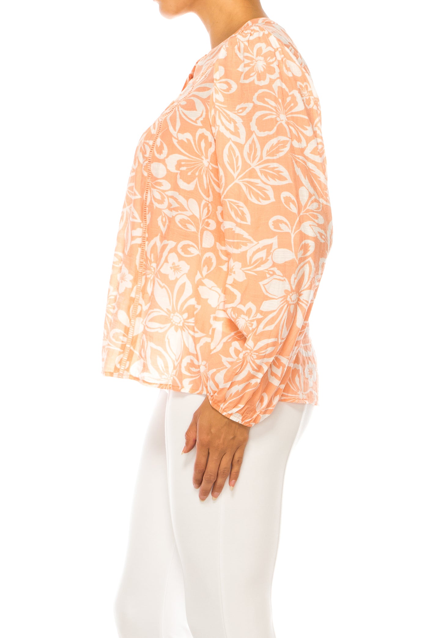 Zac & Rachel Half Button Down Peasant Top