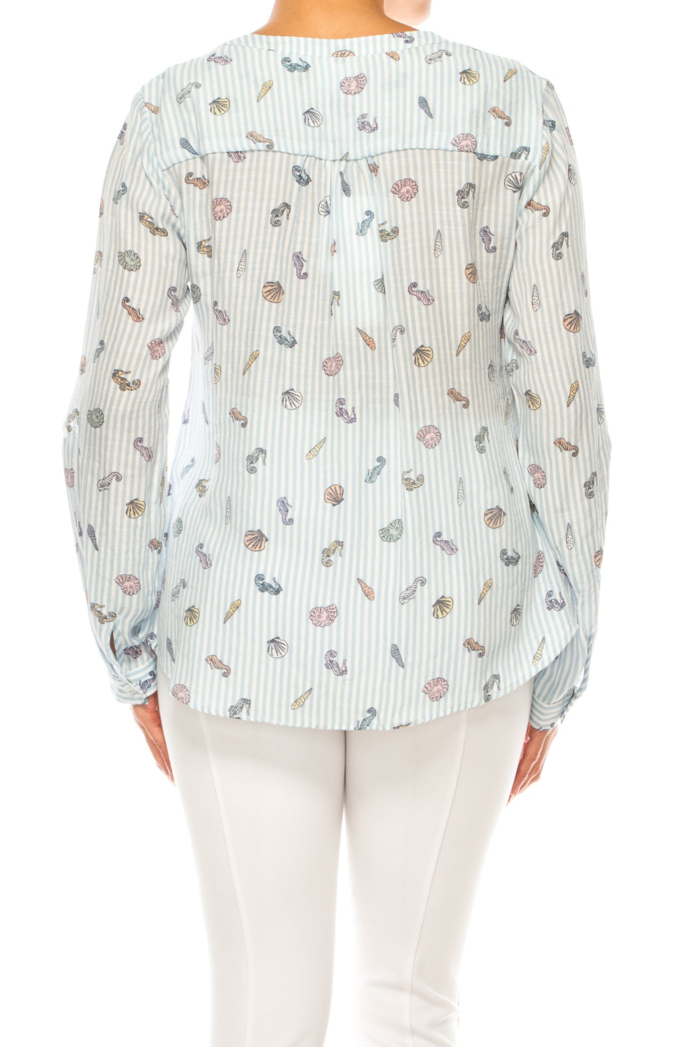 Zac & Rachel Printed 3/4 Sleeve Button Down Top